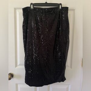 SHEIN Curvy Black Sequin Pencil Skirt
